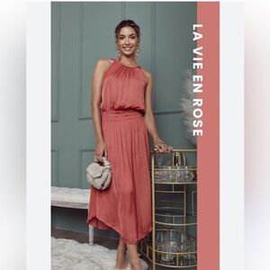 Shebird Emma Dress in Rose Satin
